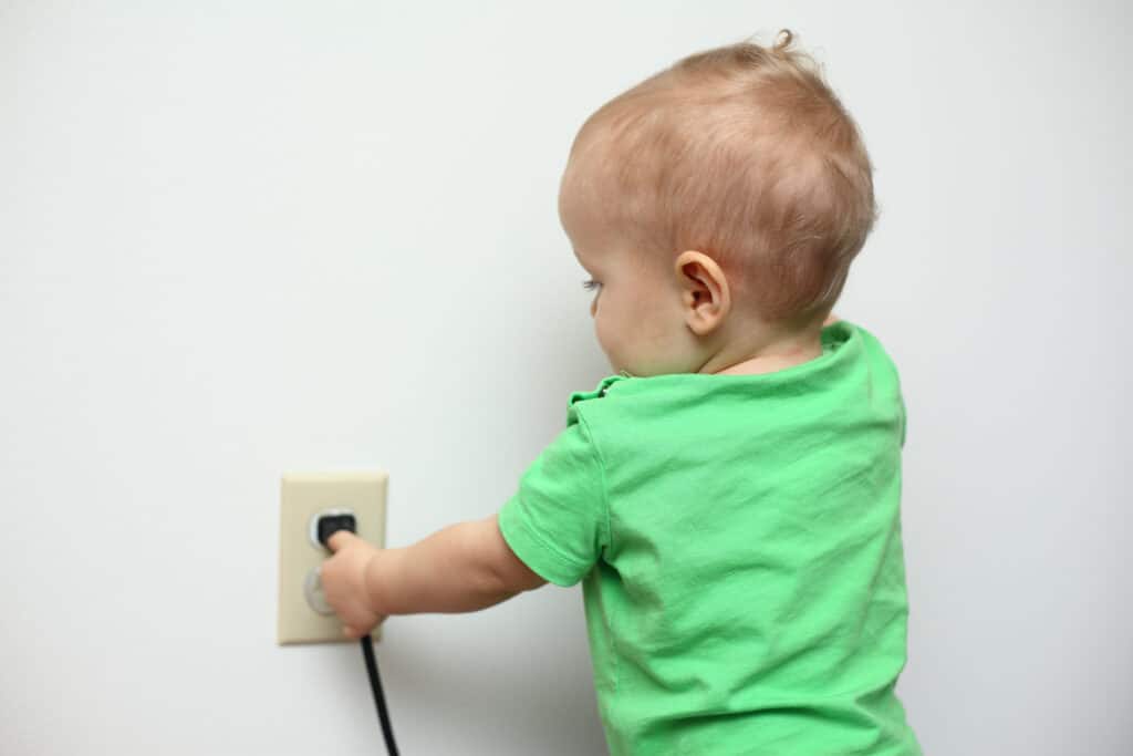 Tamper resistant outlets keep kids safe around power.